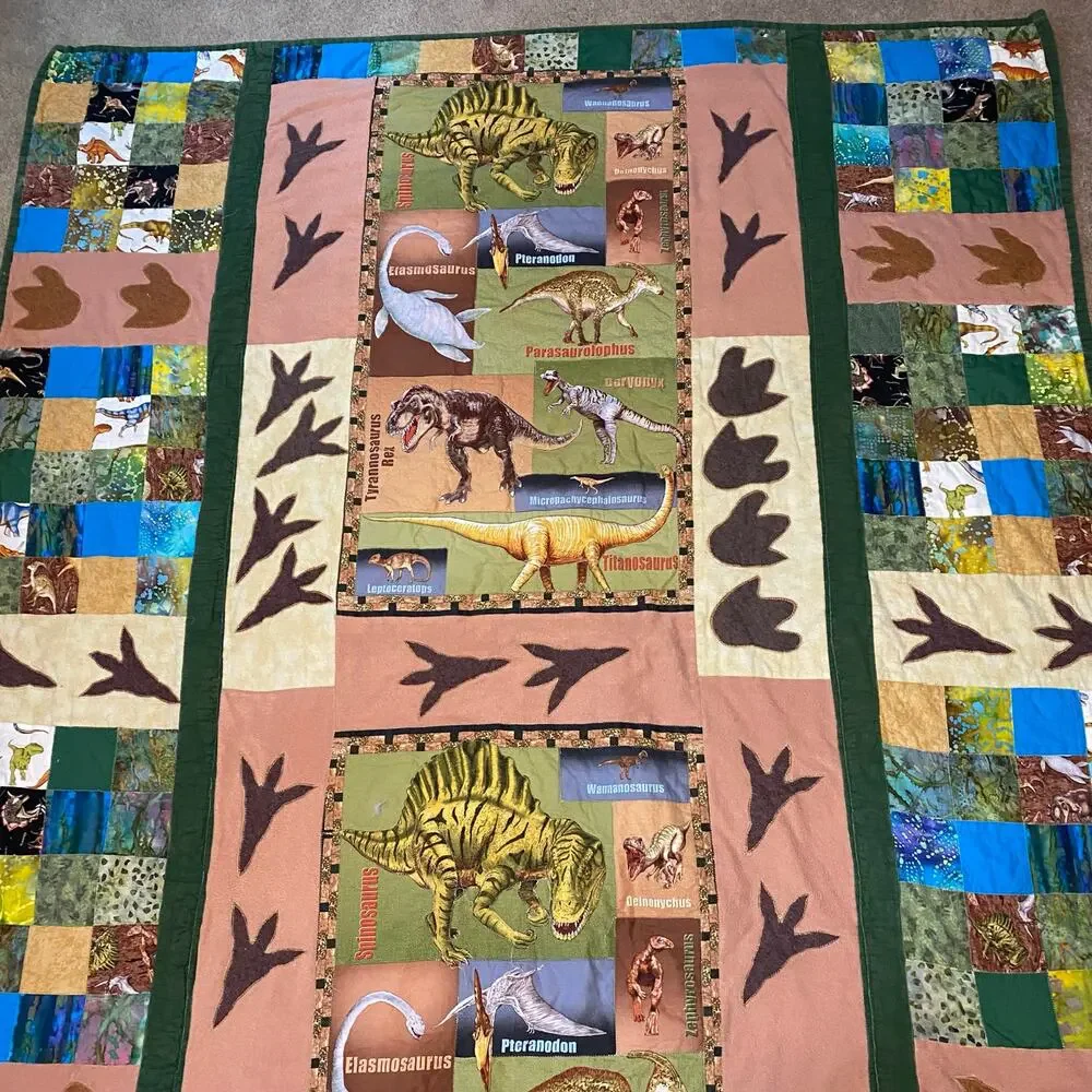 Handmade Dinosaur Quilt Twin Size Comforter 71x 87
